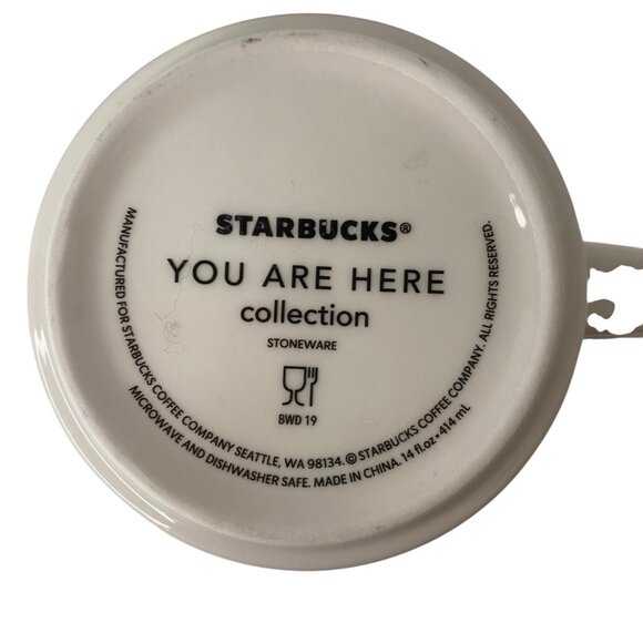 Starbucks You Are Here Taiwan Mug Sun Bears 14oz Red Stoneware Collectible - Picture 5 of 7